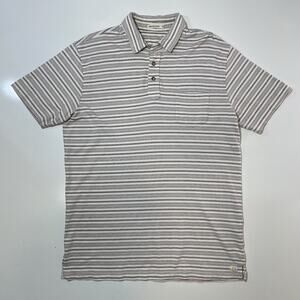 Marine Layer California Polo Shirt Men’s M/L Beige Stripe Cotton Medium Large
